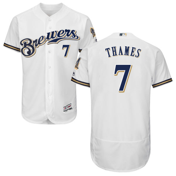 Brewers #7 Eric Thames White Flexbase Authentic Collection Stitched MLB Jersey